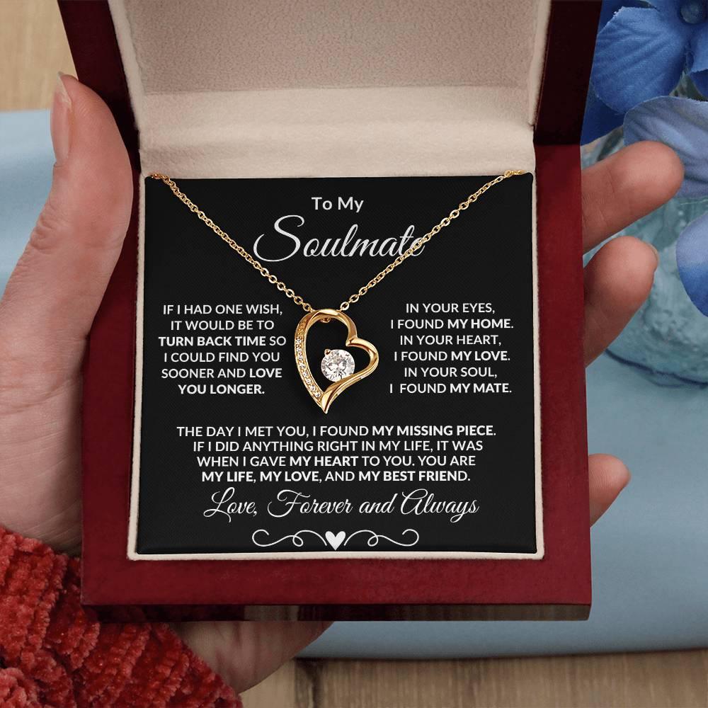 Gift for Soulmate Dazzling Forever Love Heart Necklace with Message Card and Gift Box