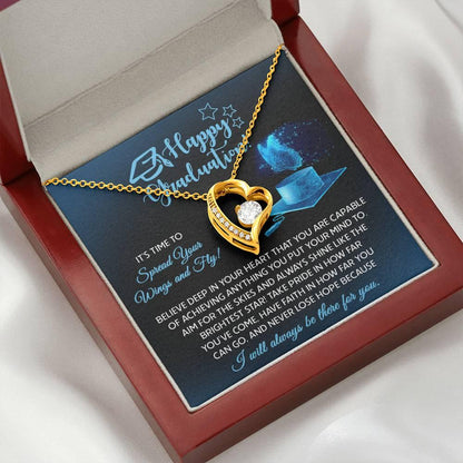 Graduation Gift for Her Spread Your Wings and Fly Forever Love Heart Pendant Necklace with Gift Box