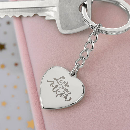 Mom Gift Personalized Engraved Heart Shaped Keychain Love You Mom
