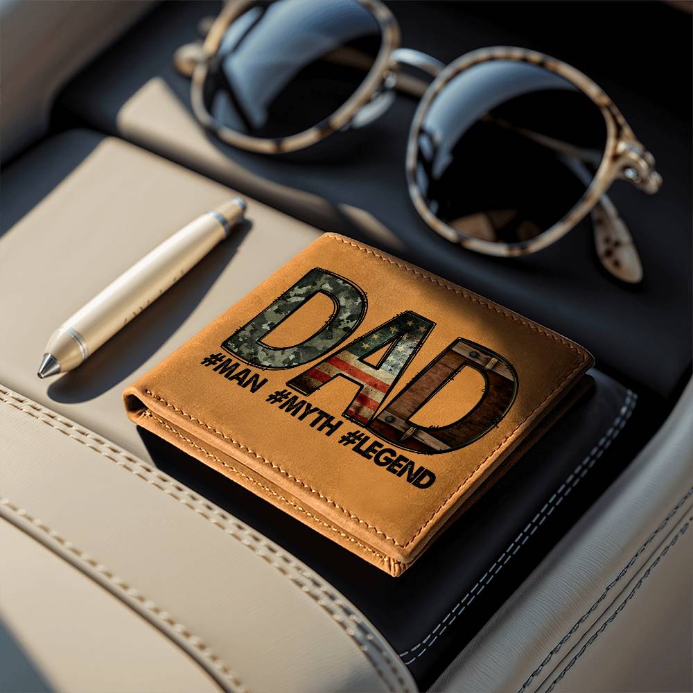 DAD Custom Printed Leather Wallet - Man - Myth - Legend