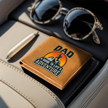 Dad Gift - A Guide to Life's Adventure Genuine Cowhide Leather Wallet