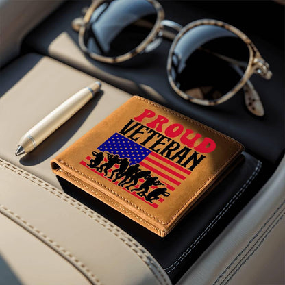 Proud Veteran Genuine Cowhide Leather Wallet