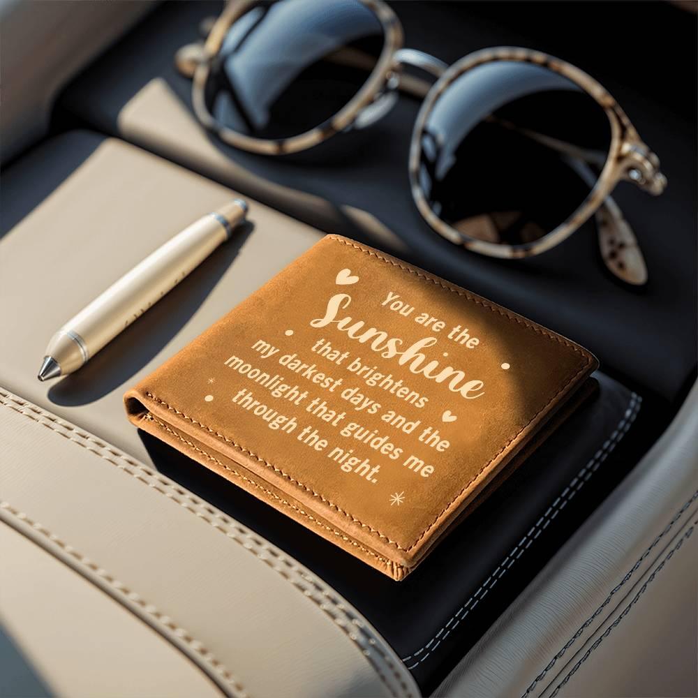 Gift for Dad - You are the Sunshine Genuine Cowhide Leather Wallet