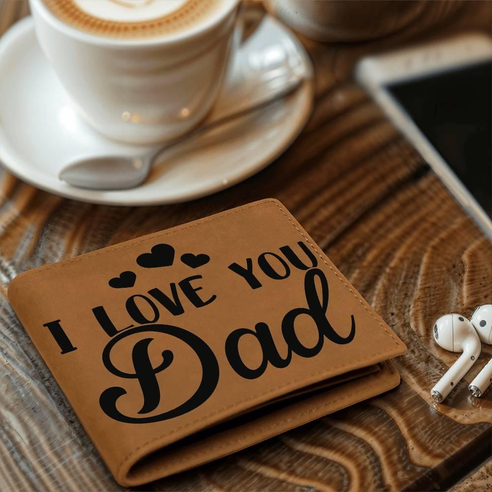 Dad Gift - I Love You Dad Genuine Cowhide Leather Wallet