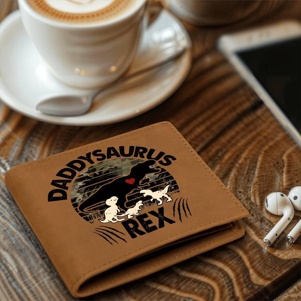 Daddysaurus Rex Custom Printed Leather Wallet