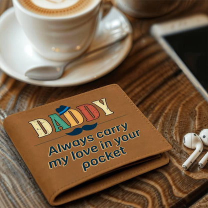 Dad Gift - Daddy Always Carry My Love in your Pocket Genuine Cowhide Leather Wallet