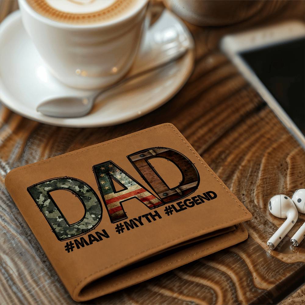 DAD Custom Printed Leather Wallet - Man - Myth - Legend