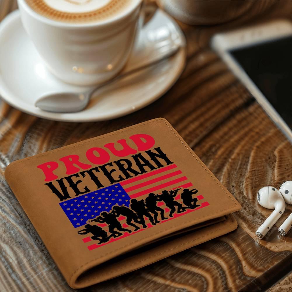 Proud Veteran Genuine Cowhide Leather Wallet