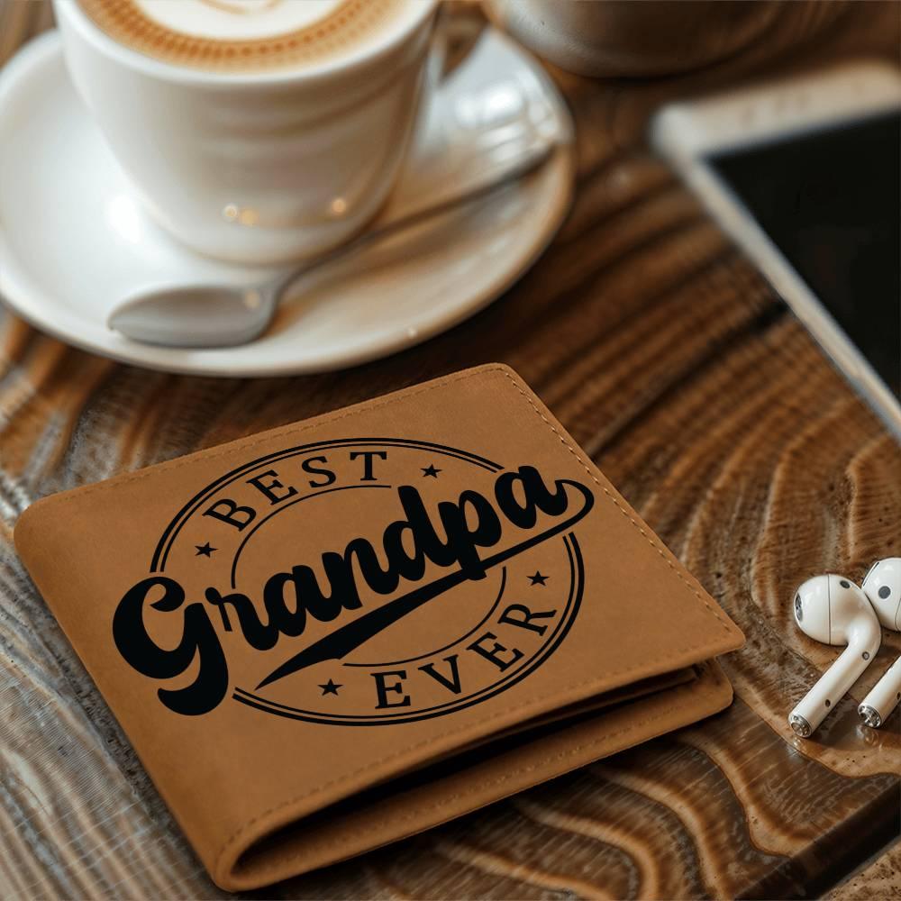 Grandfather Gift - Best Grandpa Ever Genuine Cowhide Leather Wallet