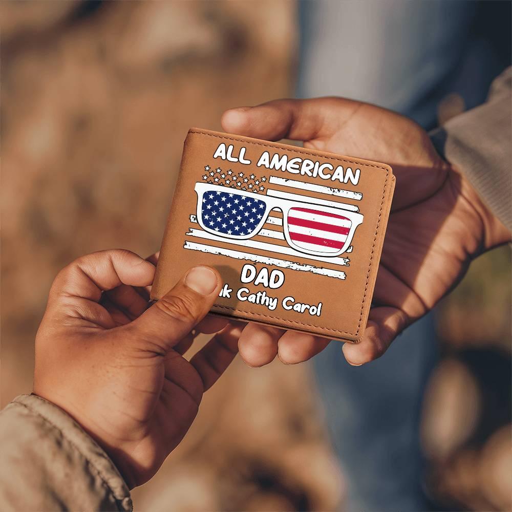 All American Dad - Papa - Grandpa - Personalized Leather Wallet