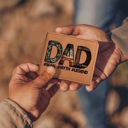 DAD Custom Printed Leather Wallet - Man - Myth - Legend