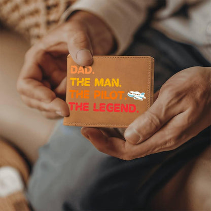 Dad The Man The Pilot The Legend Leather Wallet