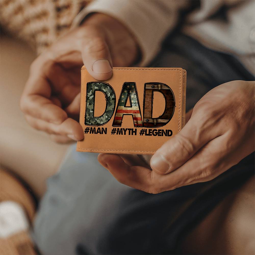 DAD Custom Printed Leather Wallet - Man - Myth - Legend