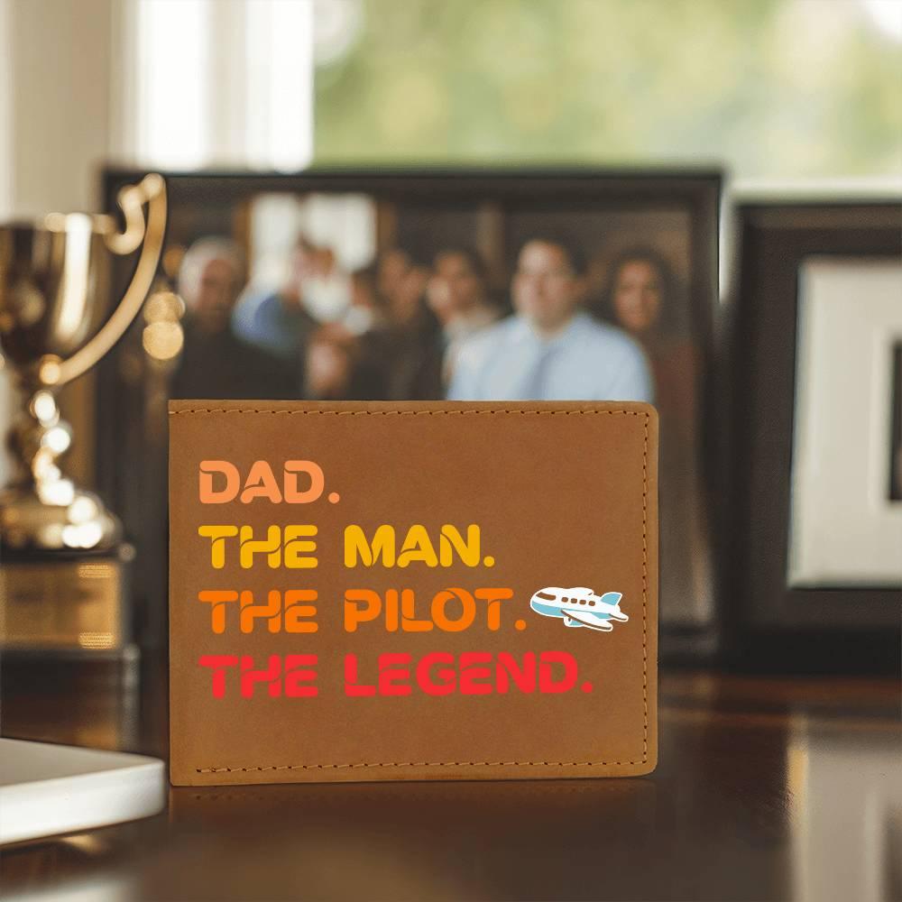 Dad The Man The Pilot The Legend Leather Wallet