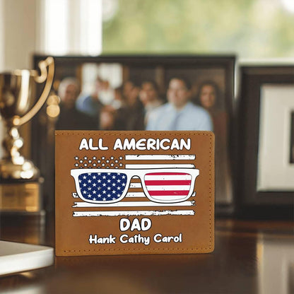 All American Dad - Papa - Grandpa - Personalized Leather Wallet