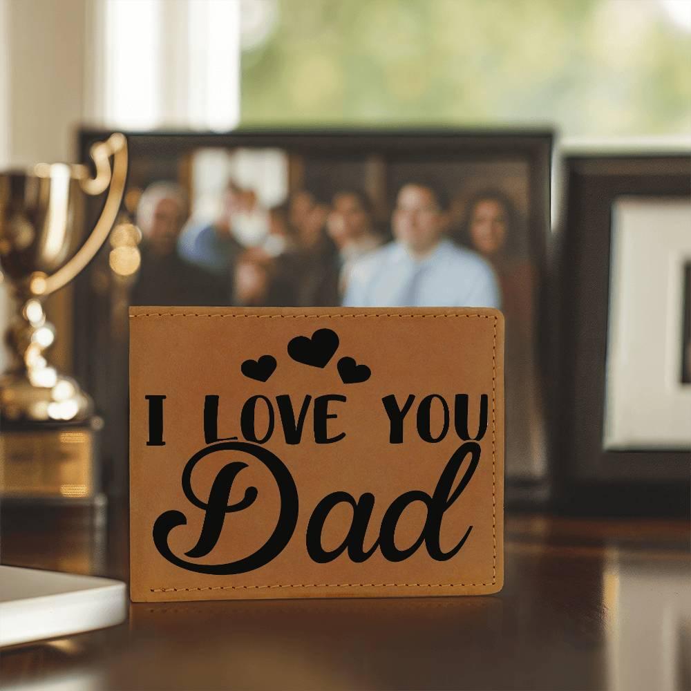 Dad Gift - I Love You Dad Genuine Cowhide Leather Wallet