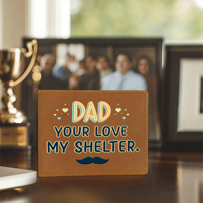 Dad Your Love My Shelter Genuine Cowhide Leather Wallet