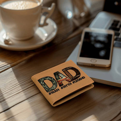 DAD Custom Printed Leather Wallet - Man - Myth - Legend