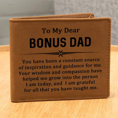 Gift for Bonus Dad Leather Wallet