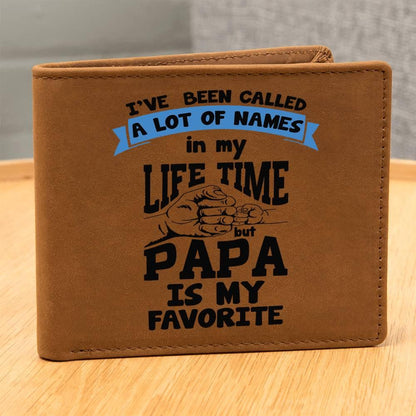 Papa is My Favorite Title Leather Wallet