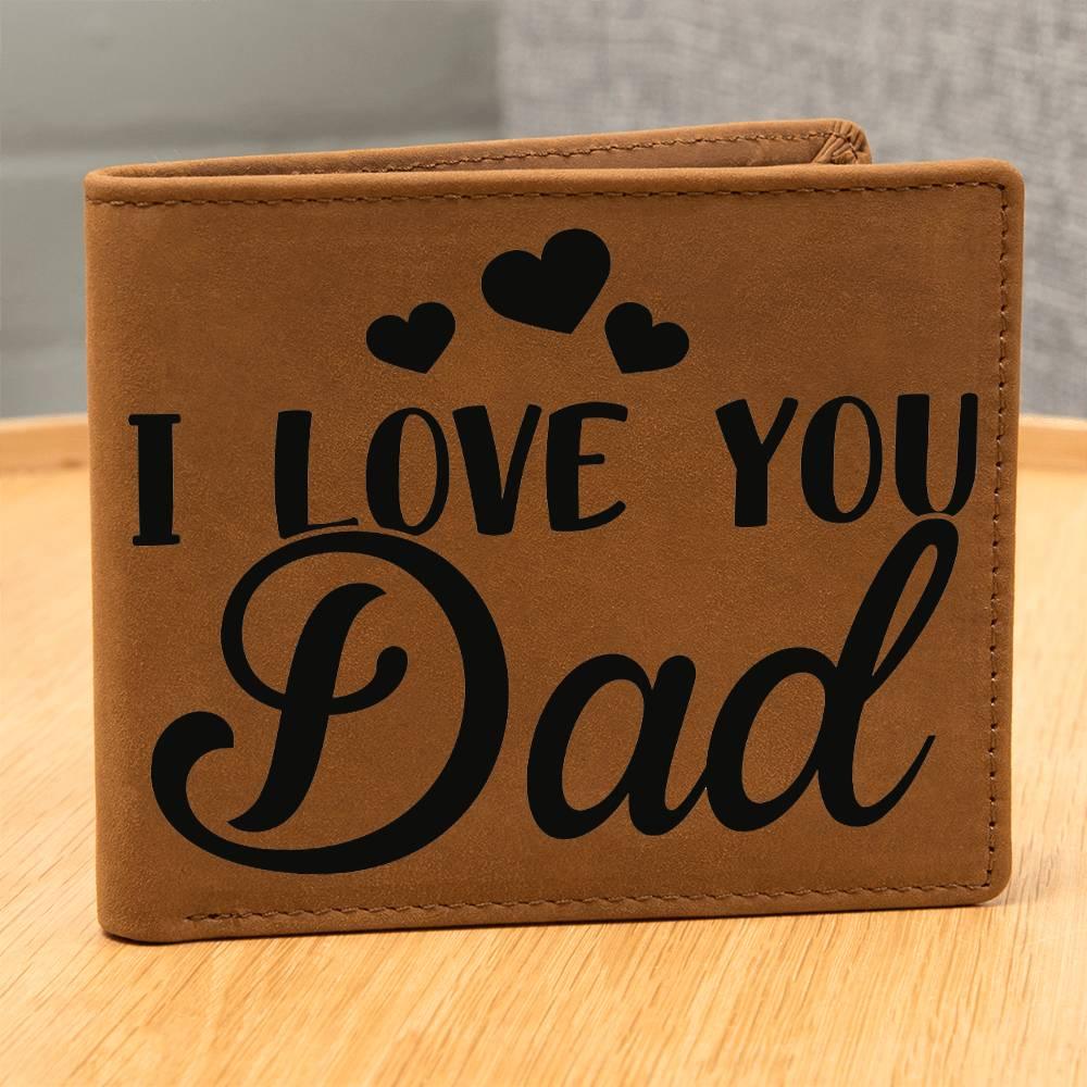 Dad Gift - I Love You Dad Genuine Cowhide Leather Wallet