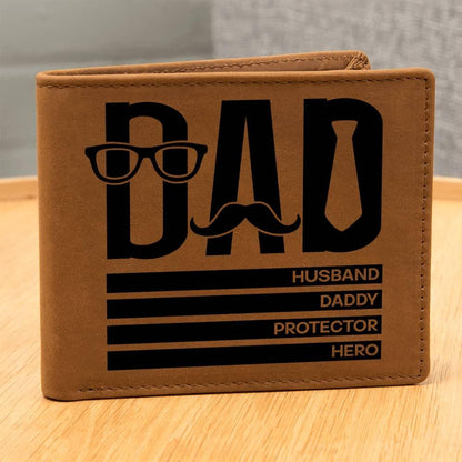 Dad Gift - Husband Daddy Protector Hero Leather Wallet