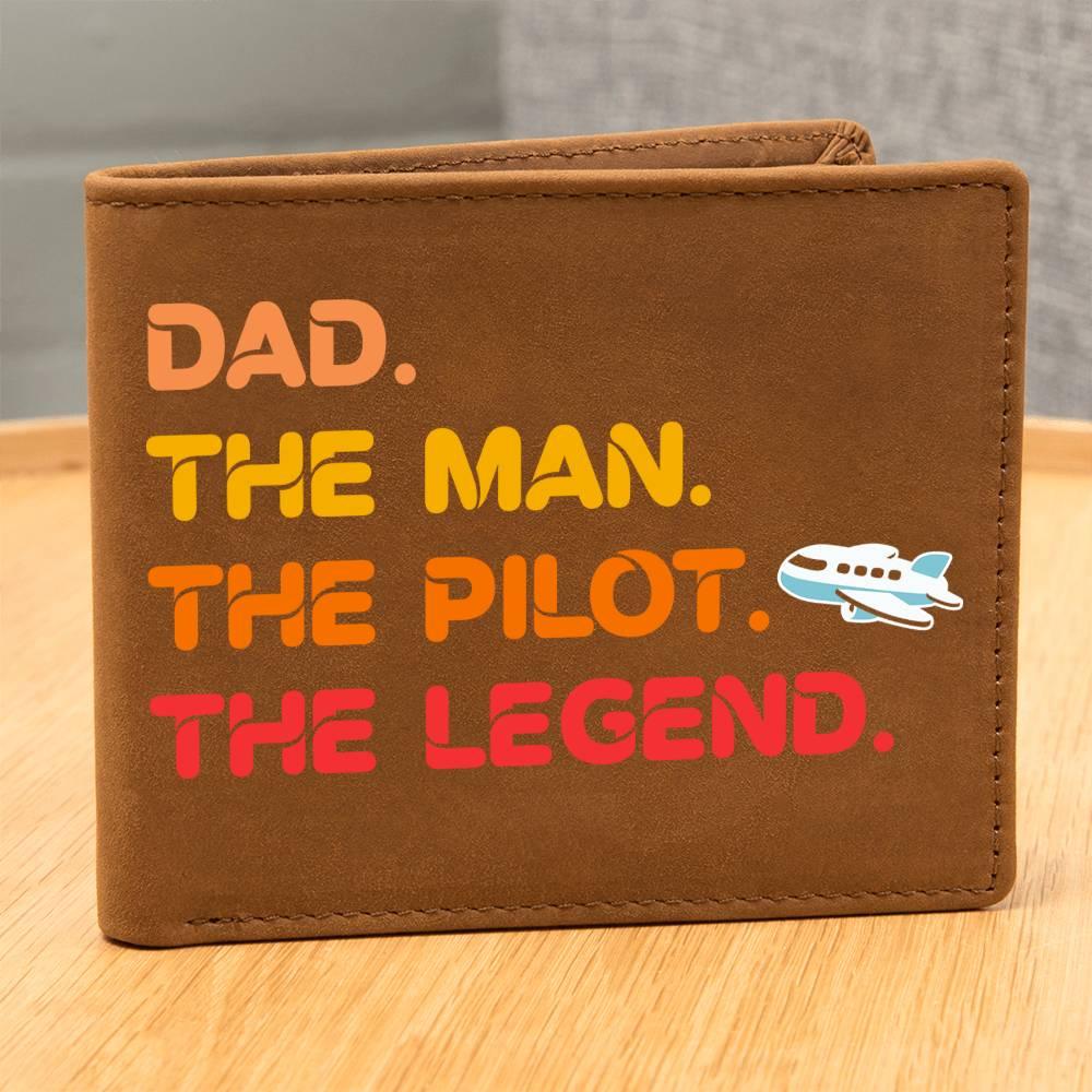 Dad The Man The Pilot The Legend Leather Wallet