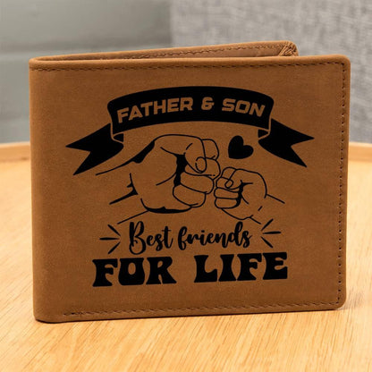 Father and Son Best Friends for Life Leather Wallet