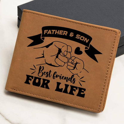 Father and Son Best Friends for Life Leather Wallet