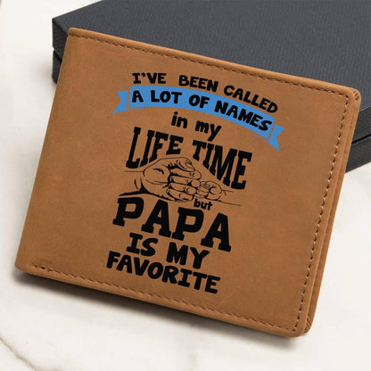 Papa is My Favorite Title Leather Wallet