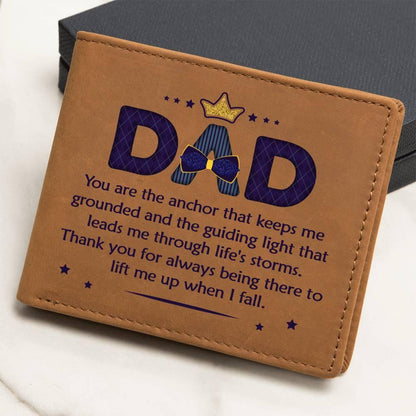 Gift for Dad You Are the Anchor Genuine Cowhide Leather Wallet