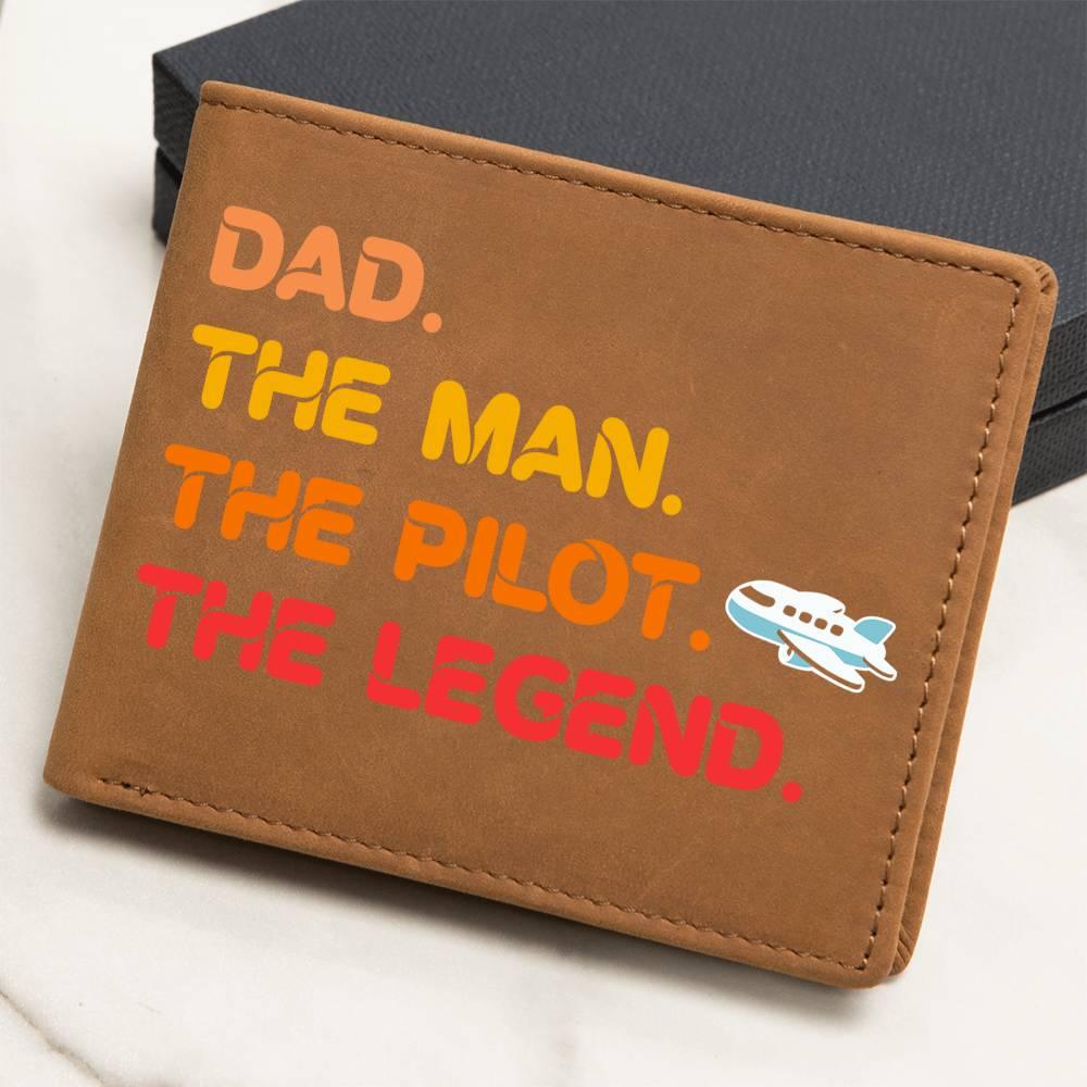 Dad The Man The Pilot The Legend Leather Wallet