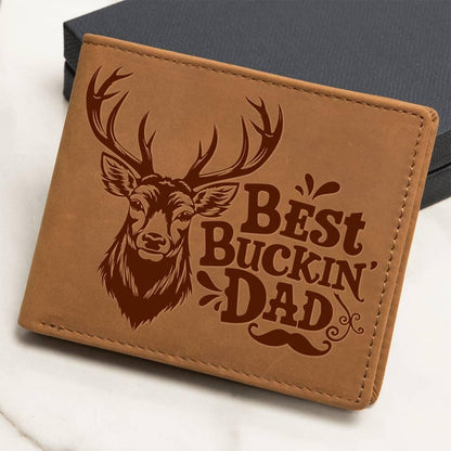 Best Buckin' Dad Genuine Cowhide Leather Wallet