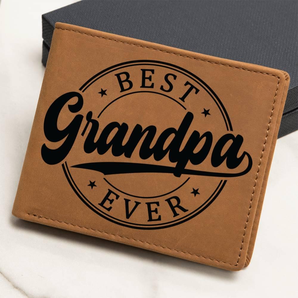 Grandfather Gift - Best Grandpa Ever Genuine Cowhide Leather Wallet