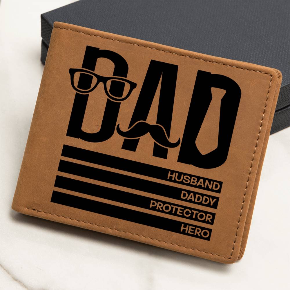 Dad Gift - Husband Daddy Protector Hero Leather Wallet