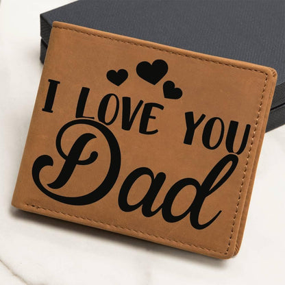 Dad Gift - I Love You Dad Genuine Cowhide Leather Wallet