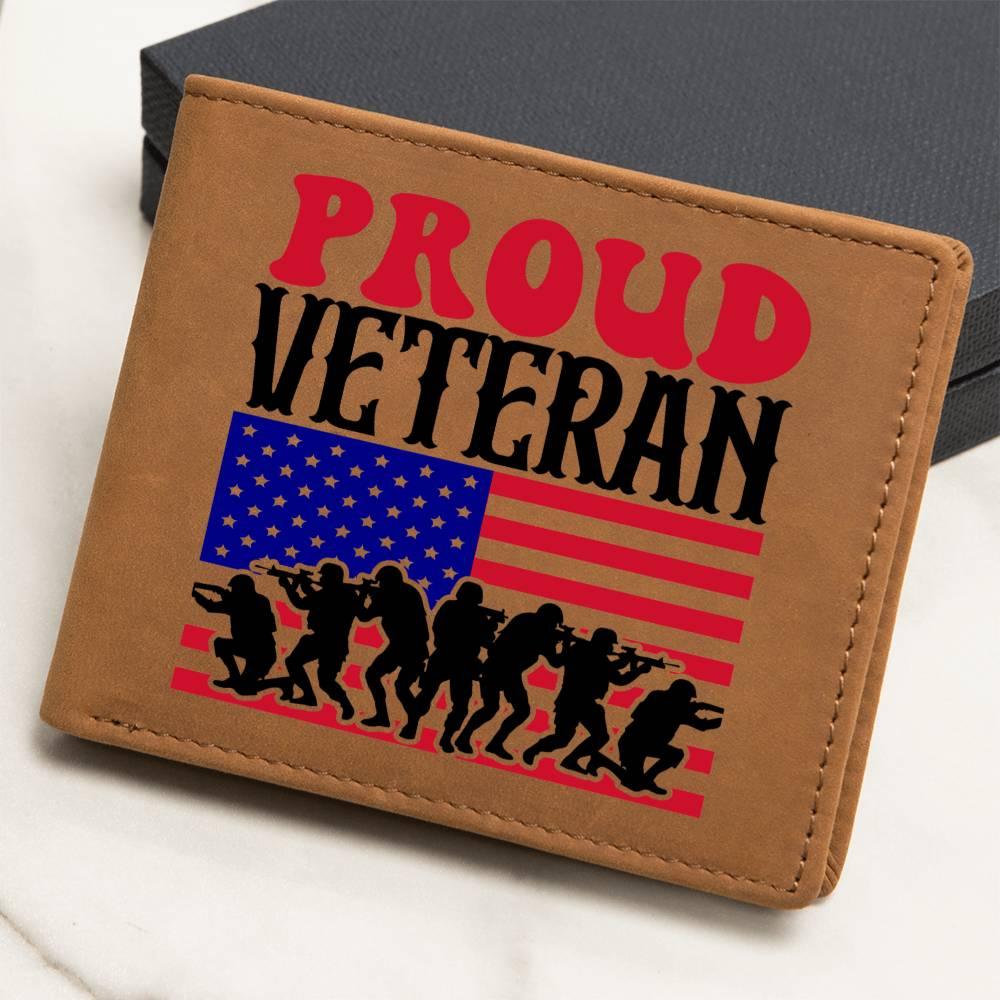 Proud Veteran Genuine Cowhide Leather Wallet