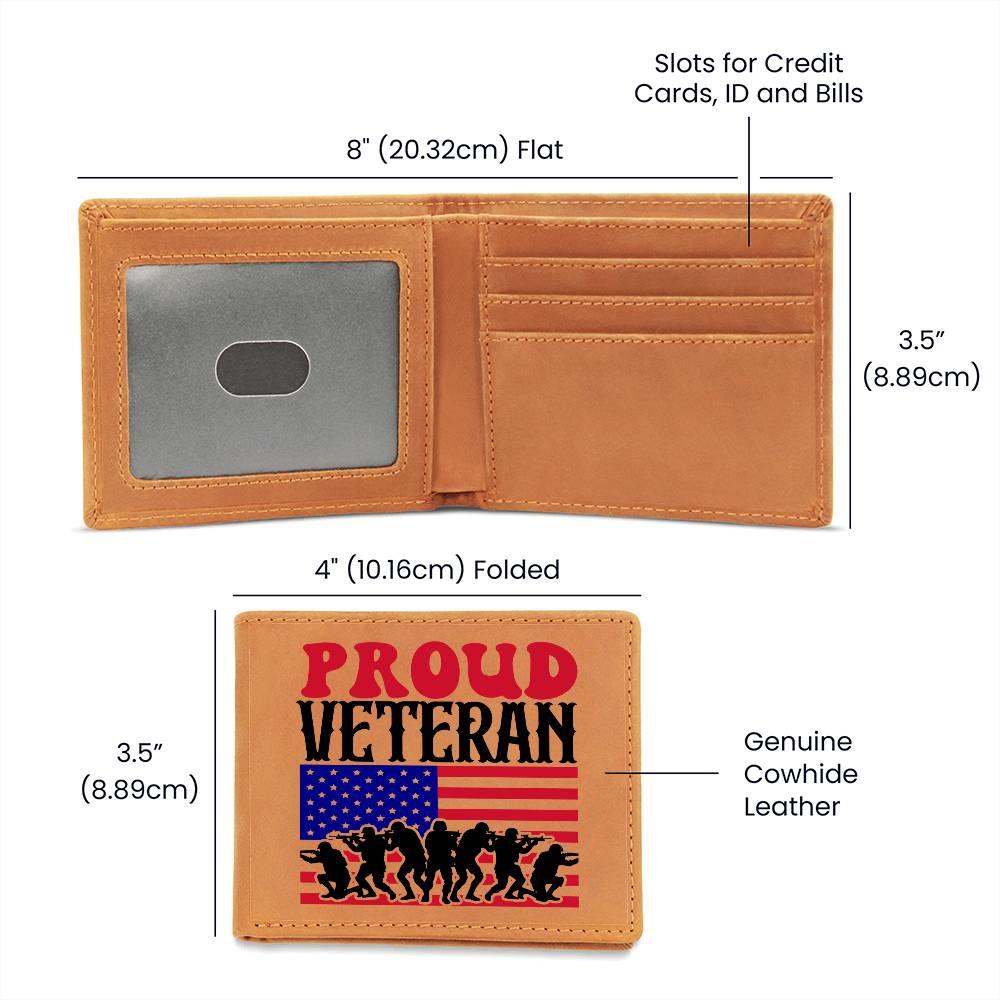 Proud Veteran Genuine Cowhide Leather Wallet