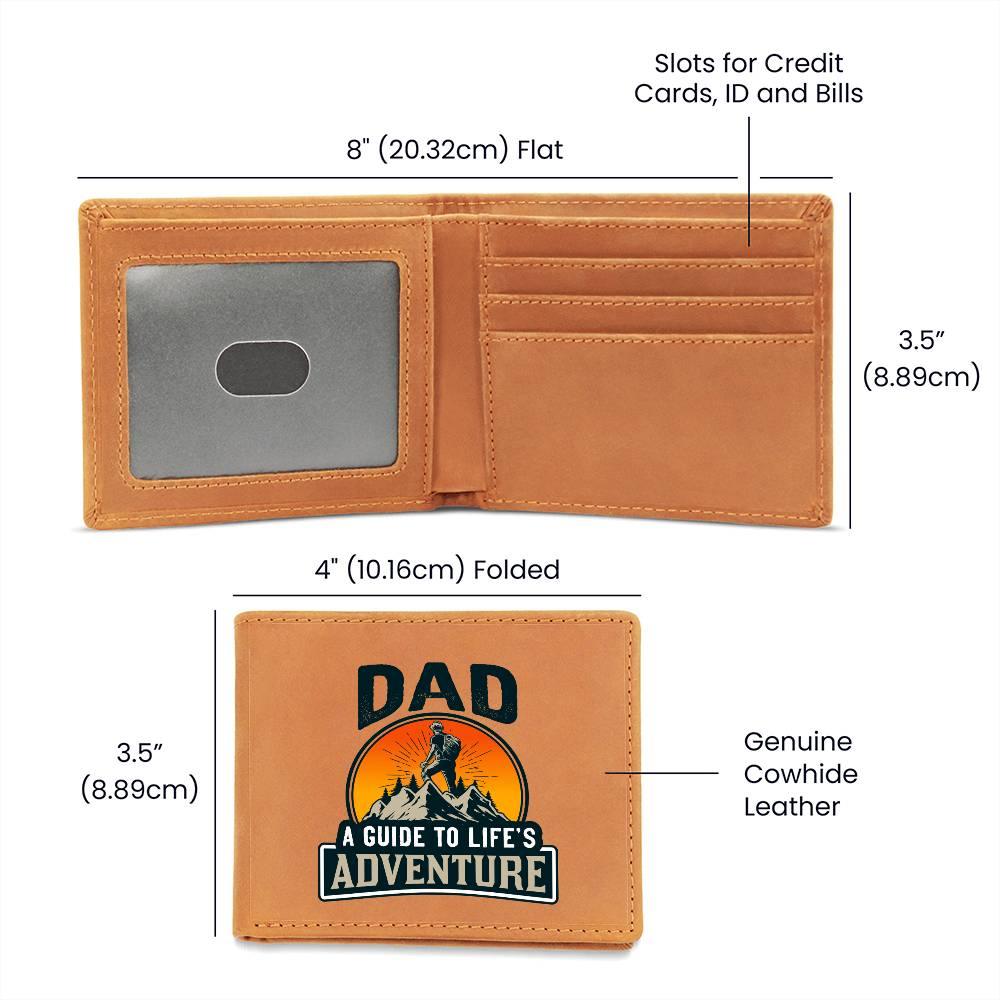 Dad Gift - A Guide to Life's Adventure Genuine Cowhide Leather Wallet