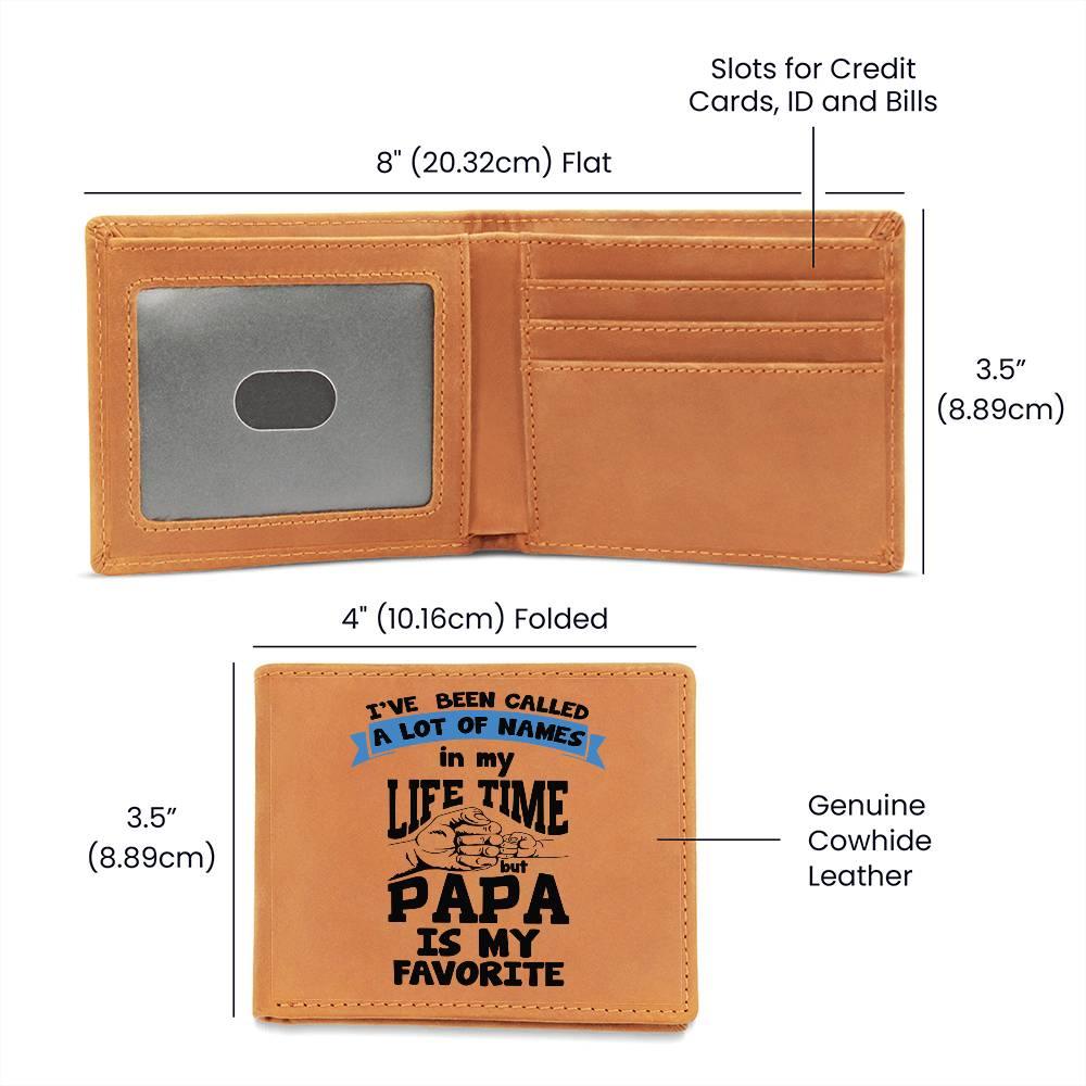 Papa is My Favorite Title Leather Wallet