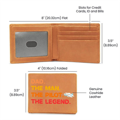 Dad The Man The Pilot The Legend Leather Wallet