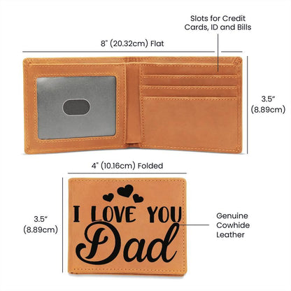 Dad Gift - I Love You Dad Genuine Cowhide Leather Wallet