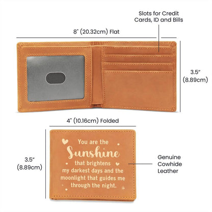 Gift for Dad - You are the Sunshine Genuine Cowhide Leather Wallet