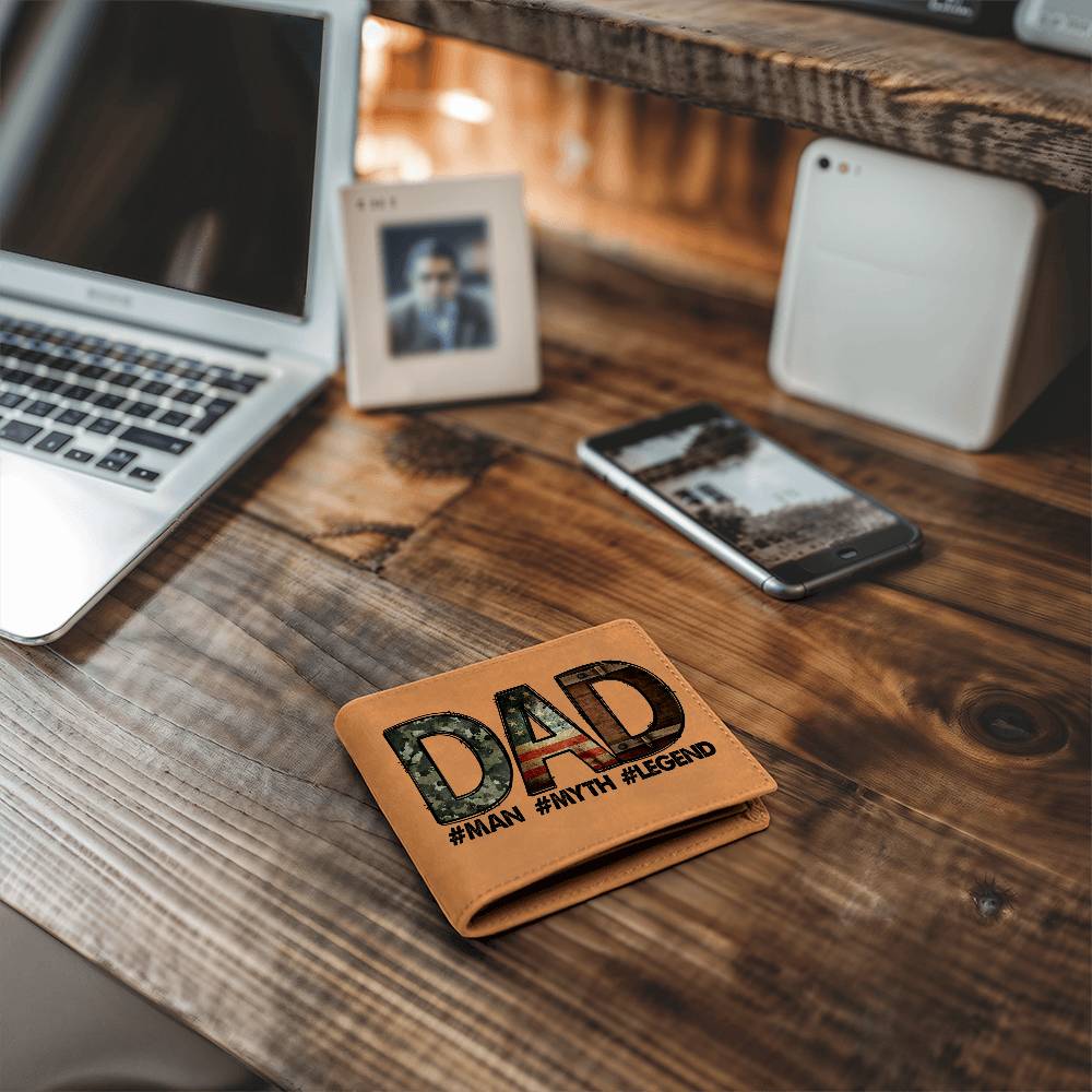 DAD Custom Printed Leather Wallet - Man - Myth - Legend