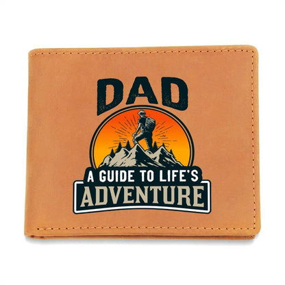 Dad Gift - A Guide to Life's Adventure Genuine Cowhide Leather Wallet