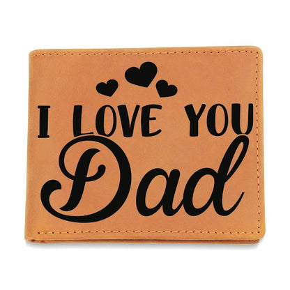 Dad Gift - I Love You Dad Genuine Cowhide Leather Wallet