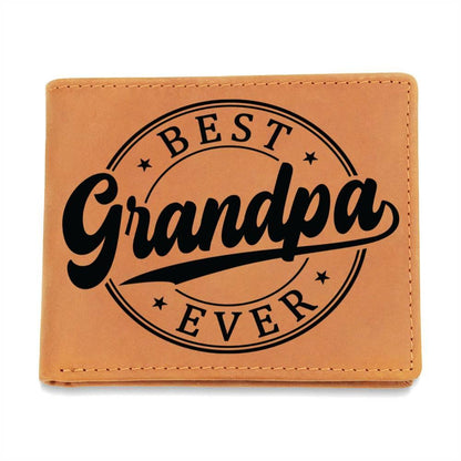 Grandfather Gift - Best Grandpa Ever Genuine Cowhide Leather Wallet