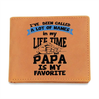 Papa is My Favorite Title Leather Wallet