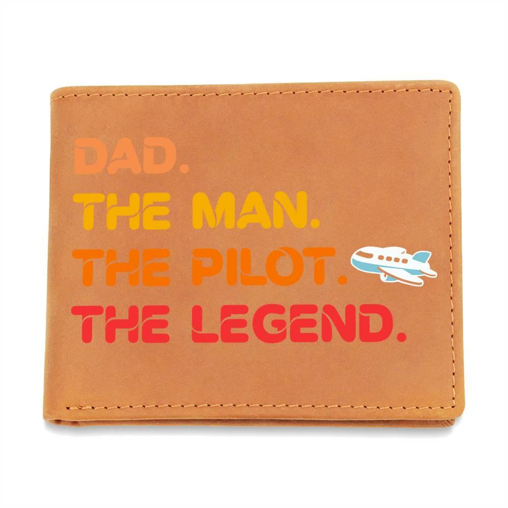 Dad The Man The Pilot The Legend Leather Wallet