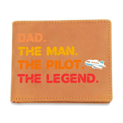 Dad The Man The Pilot The Legend Leather Wallet